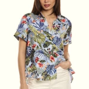 Tommy Bahama Collaboration Jungle Jubilee Linen Camp Shirt M